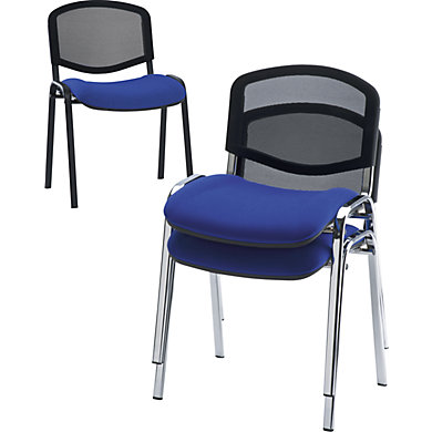 Silla para visitas, apilable: respaldo reticulado, armazón negro