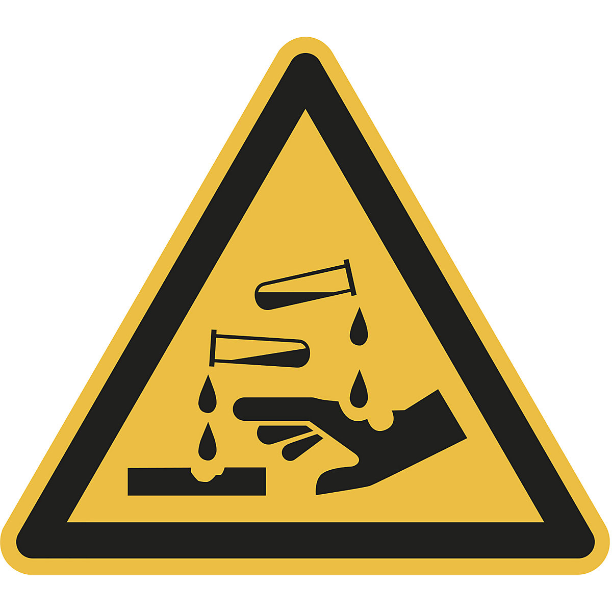 Sinais de aviso, aviso em relação a substâncias corrosivas, embalagem de 10 unid., película, comprimento 200 mm-4