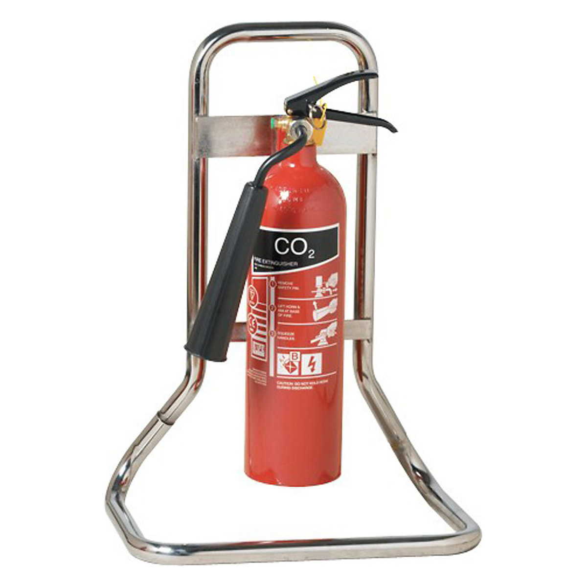 Single Fire Extinguisher Stand 605h x 430w x 285d mm Chrome | BiGDUG