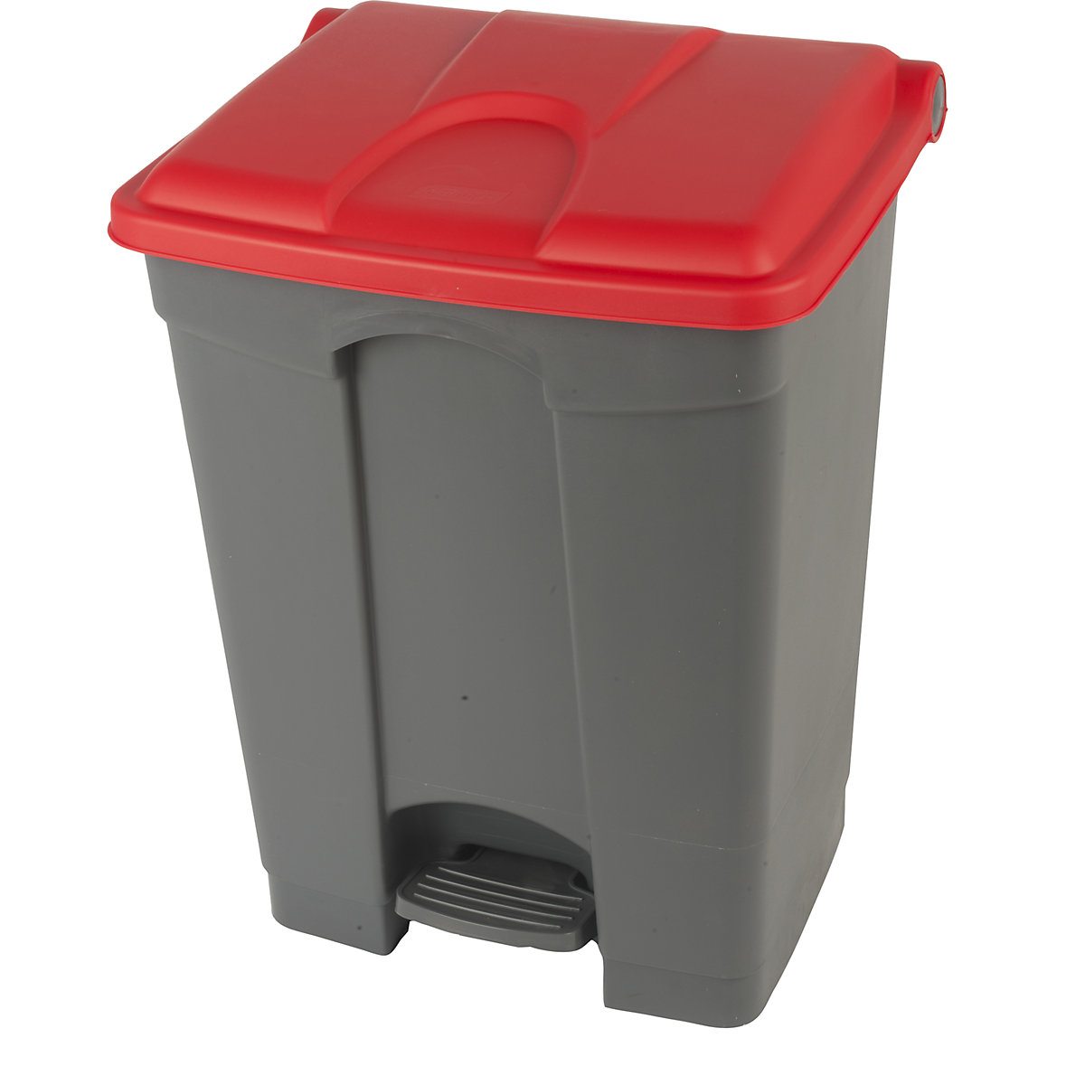 Coletor de lixo com pedal, volume 70 l, LxAxP 505 x 675 x 415 mm, cinzento, tampa vermelha-6
