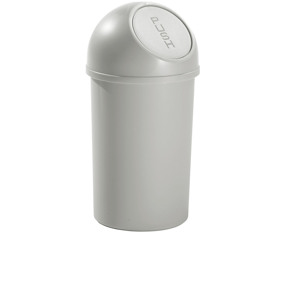 Recipiente de lixo Push em plástico – helit, capacidade 13 l, embalagem de 6 unid., AxØ 490 x 252 mm, cinzento claro-6