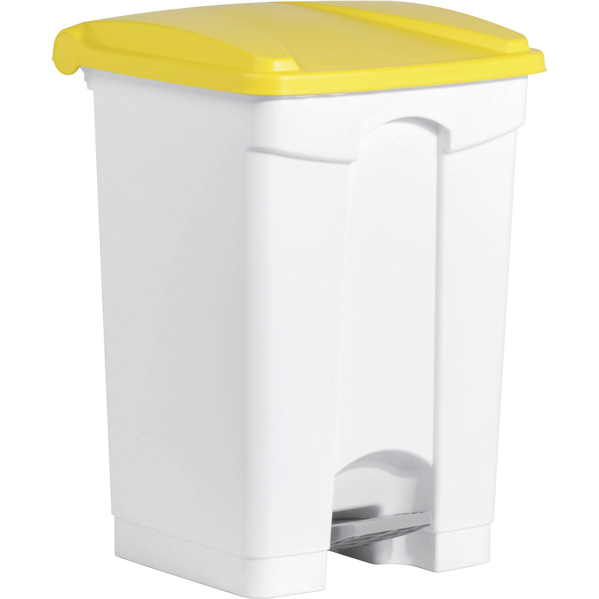 Recipiente de lixo com pedal – helit, volume 45 l, LxAxP 410 x 605 x 400 mm, branco, tampa amarela-6
