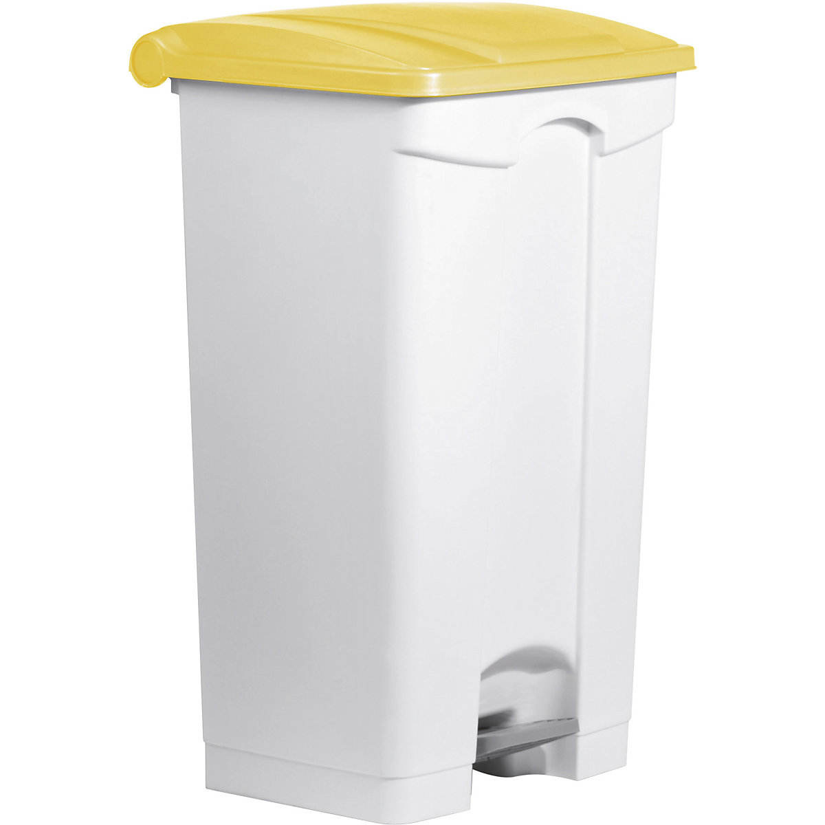 Recipiente de lixo com pedal – helit, volume 90 l, LxAxP 500 x 830 x 410 mm, branco, tampa amarela-7