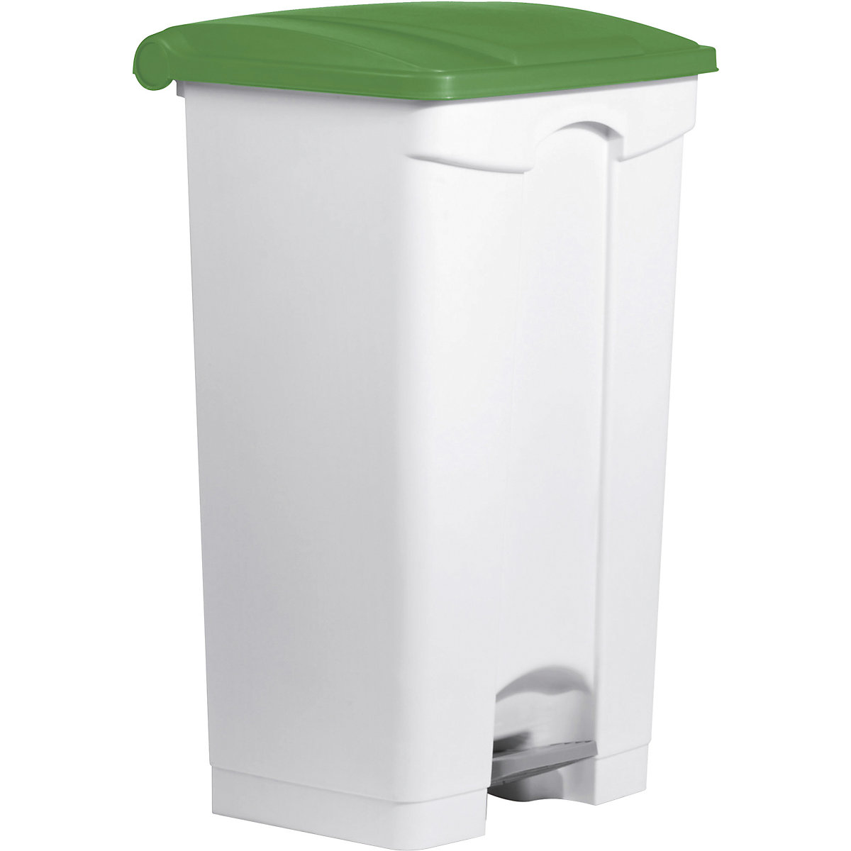 Recipiente de lixo com pedal – helit, volume 90 l, LxAxP 500 x 830 x 410 mm, branco, tampa verde-6