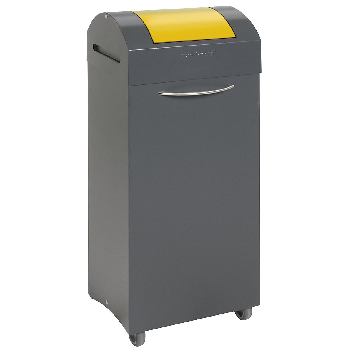 Coletor de materiais recicláveis, autoextintor, volume 75 l, LxAxP 380 x 940 x 320 mm, tampa de introdução amarelo de sinalização-9