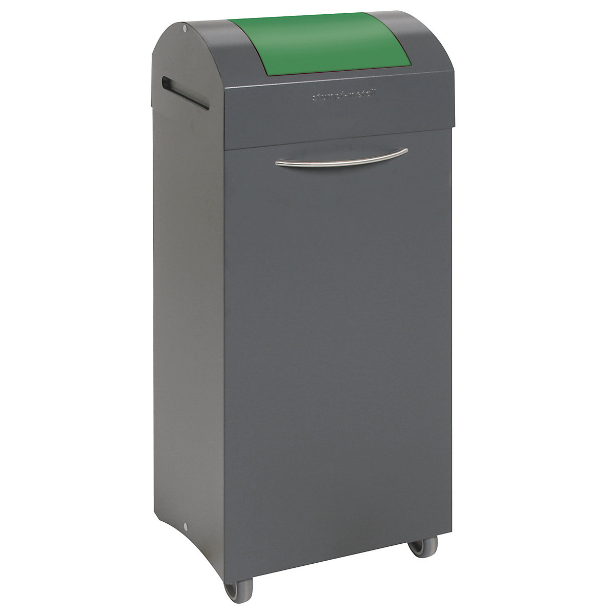 Coletor de materiais recicláveis, autoextintor, volume 75 l, LxAxP 380 x 940 x 320 mm, tampa de introdução verde trânsito-7