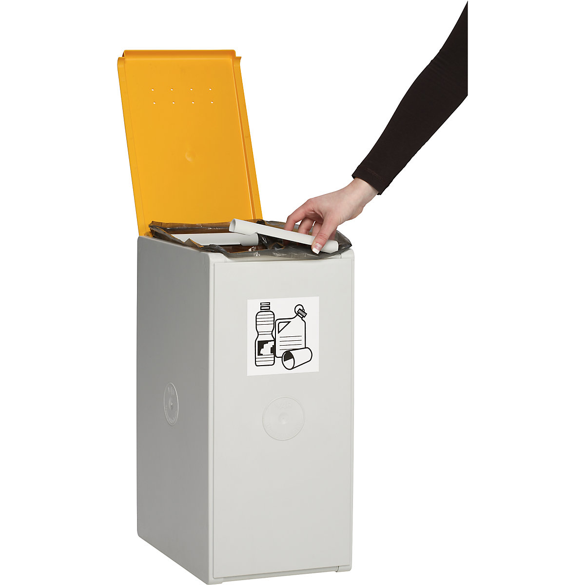Recipiente separador e coletor de materiais recicláveis – VAR, para volumes de 40 l, como recipiente individual, amarelo-7