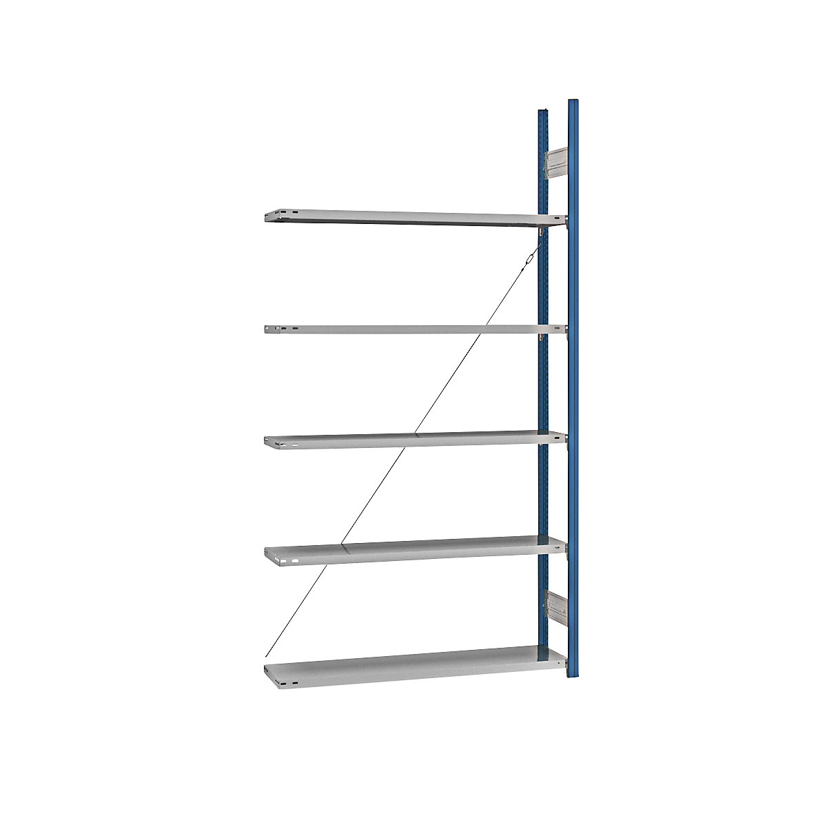 Estante de encaixar com prateleiras – eurokraft pro, azul/galvanizada, altura da estante 2350 mm, largura da prateleira 1215 mm, estante de ampliação, profundidade da prateleira 350 mm-29