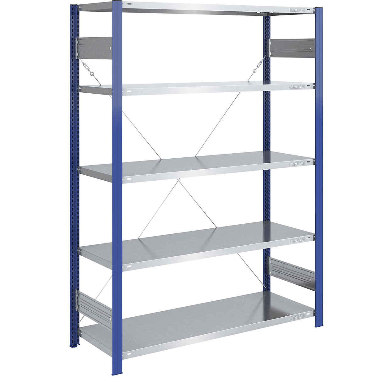 Estante de encaixe para armazém, armação de estante azul, prateleira galvanizada – eurokraft pro