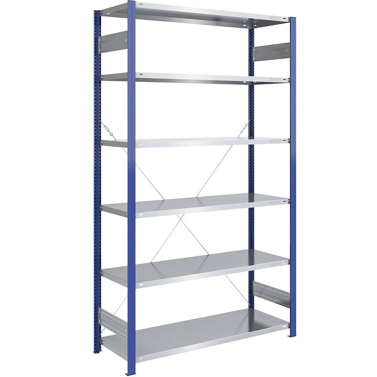 Estante de encaixe para armazém, armação de estante azul, prateleira galvanizada – eurokraft pro