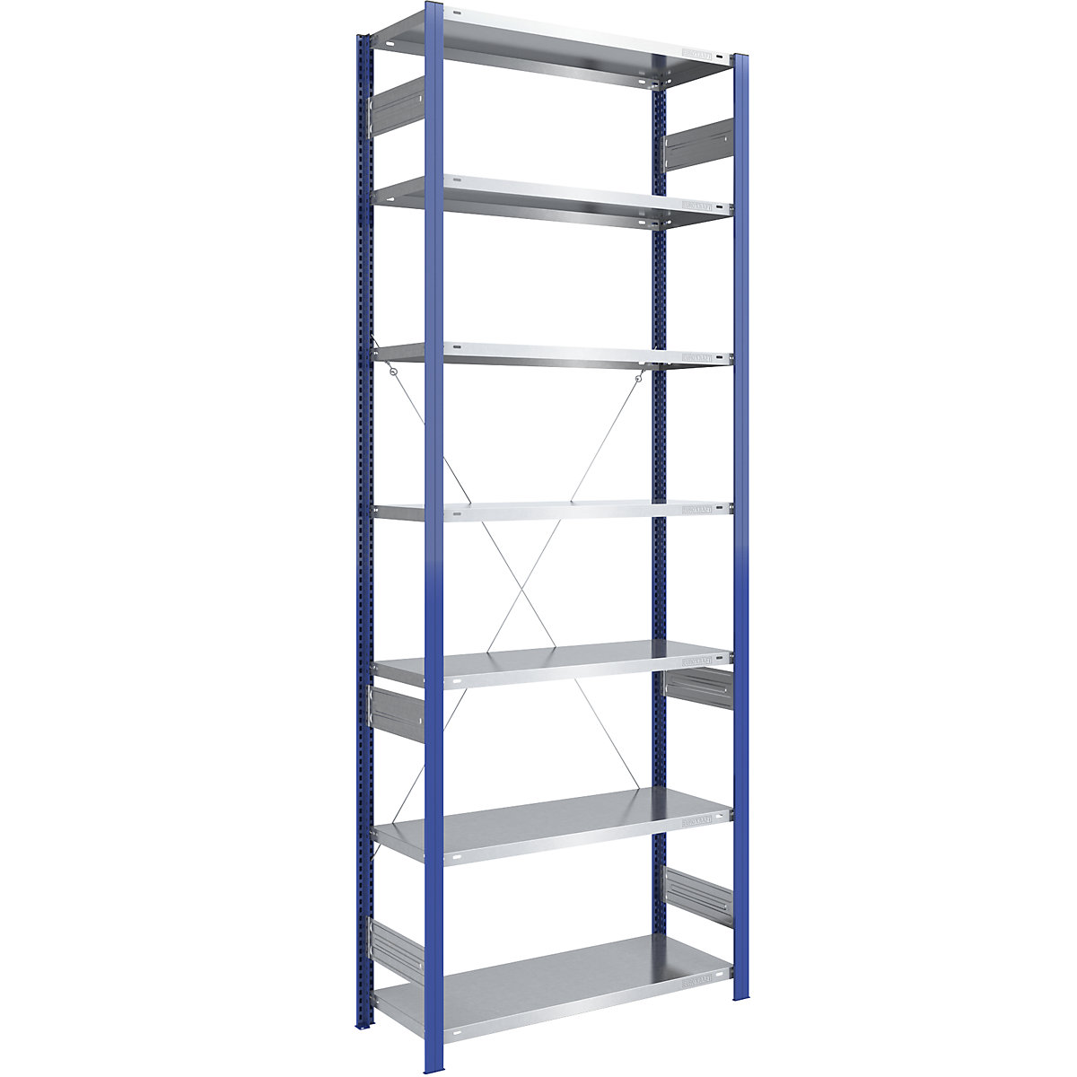 Estante de encaixe para armazém, armação de estante azul, prateleira galvanizada – eurokraft pro