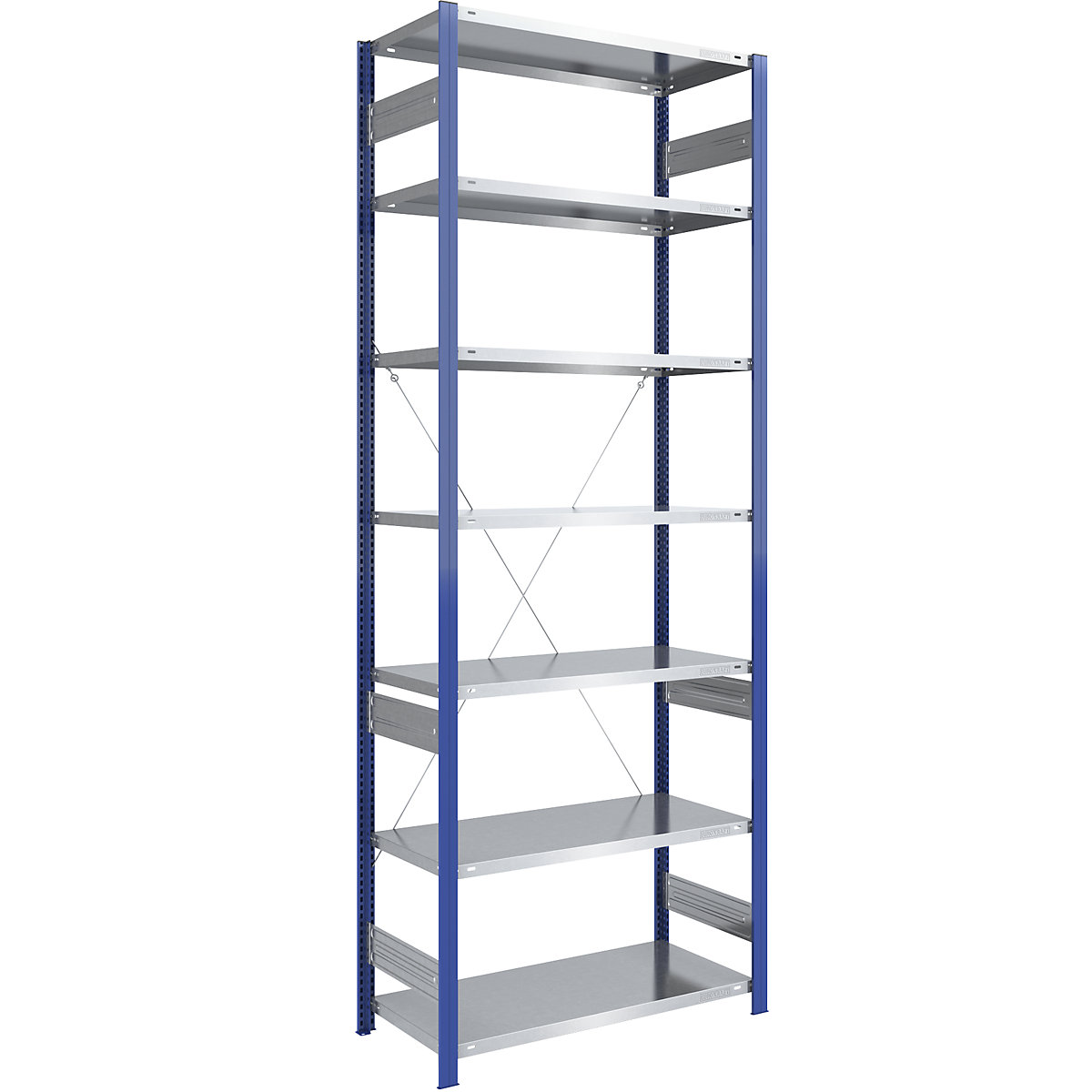 Estante de encaixe para armazém, armação de estante azul, prateleira galvanizada – eurokraft pro