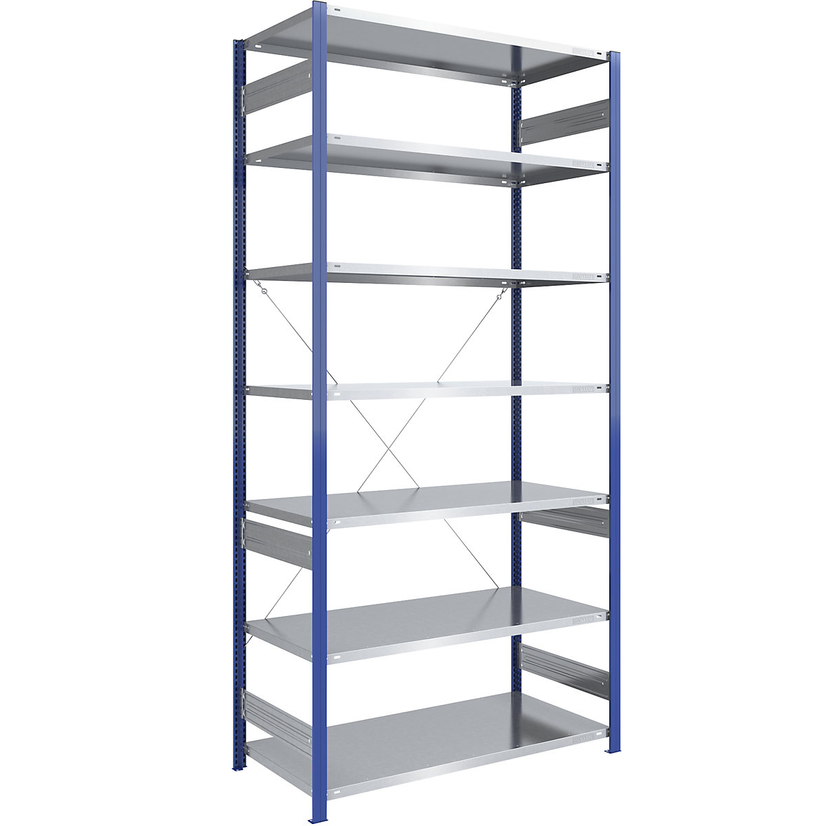 Estante de encaixe para armazém, armação de estante azul, prateleira galvanizada – eurokraft pro