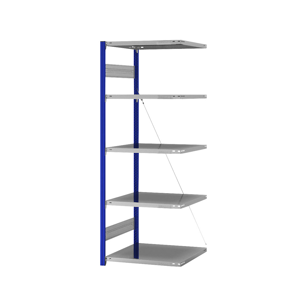 Estante de encaixe para armazém, armação de estante azul, prateleira galvanizada – eurokraft pro (Imagem do produto 9)-8