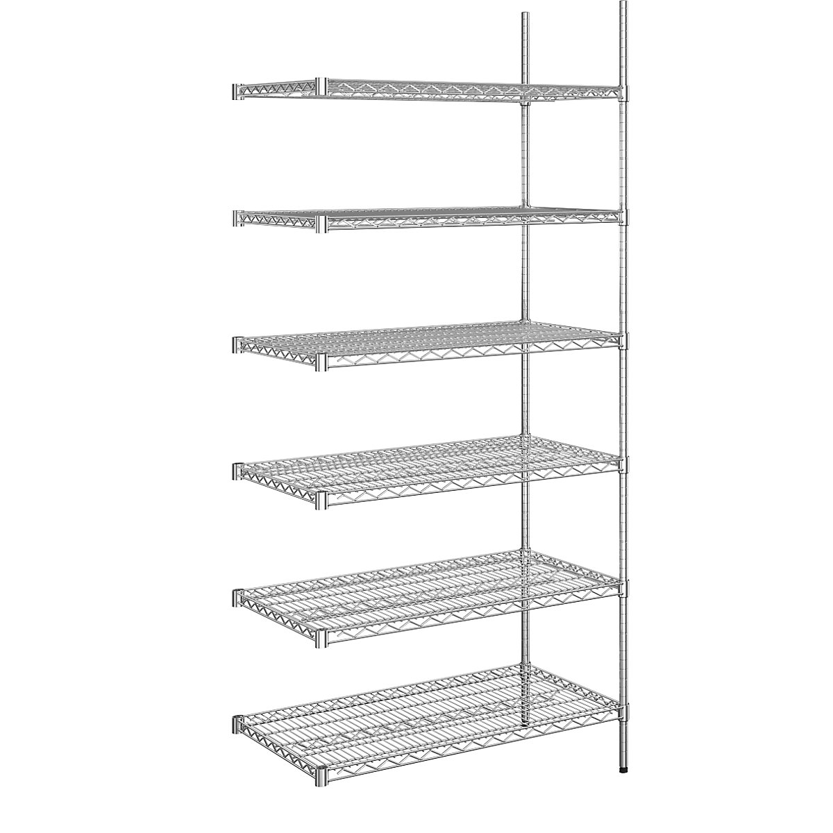 Estante gradeada em arame de aço, cromada, capacidade de carga por prateleira 250 kg, LxP 910 x 610 mm, estante adicional, altura 2180 mm, 6 prateleiras-12