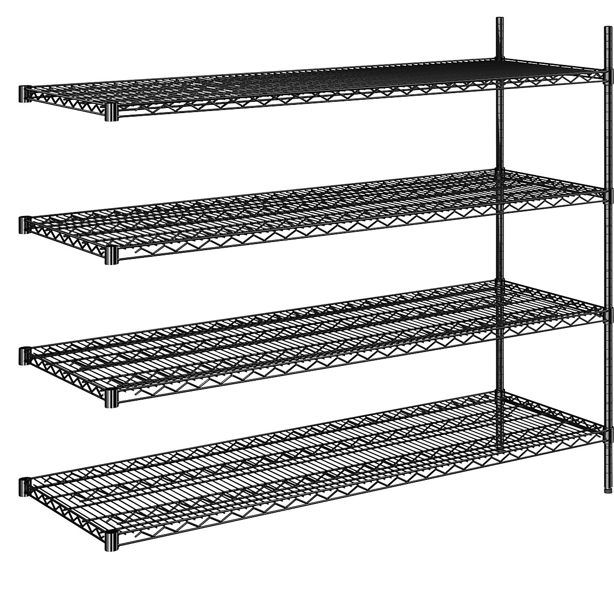 Estante gradeada em arame de aço, preta