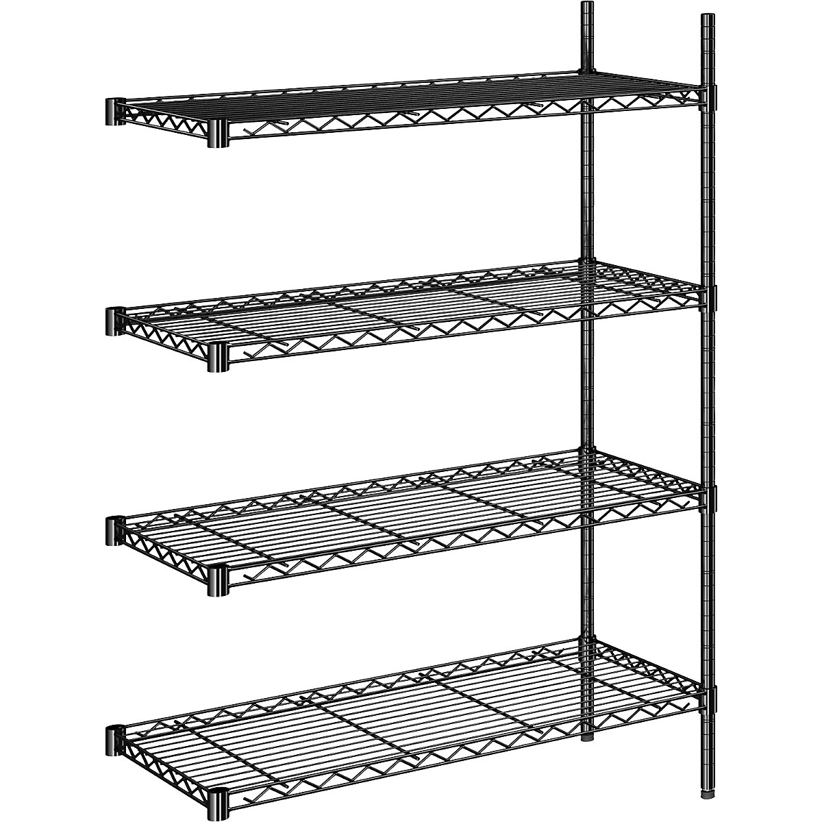 Estante gradeada em arame de aço, preta