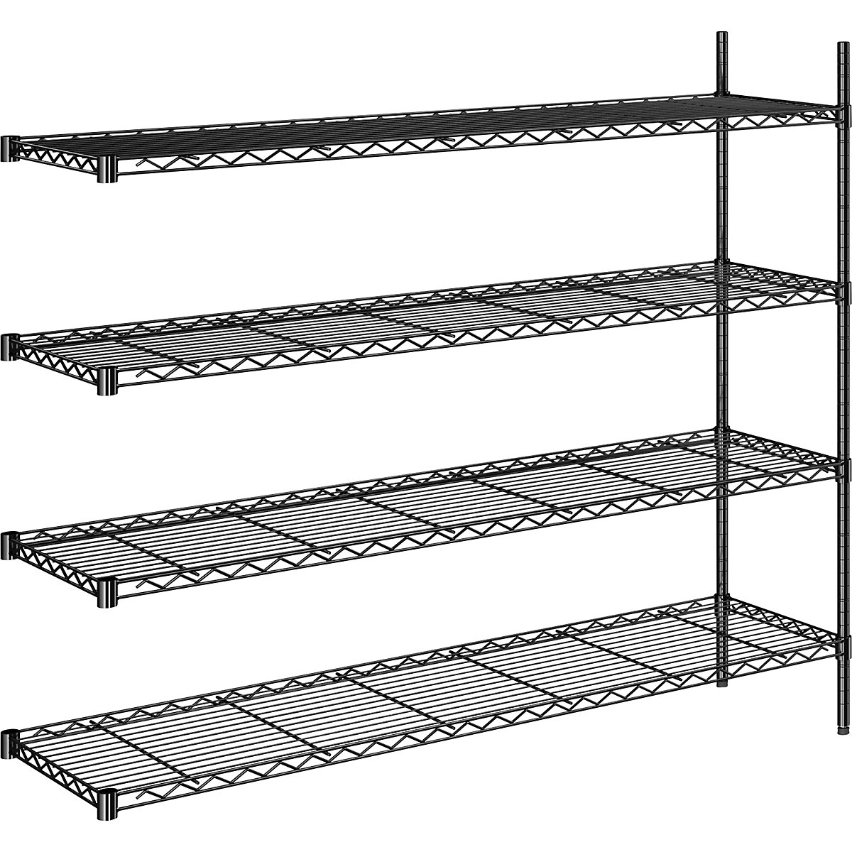 Estante gradeada em arame de aço, preta