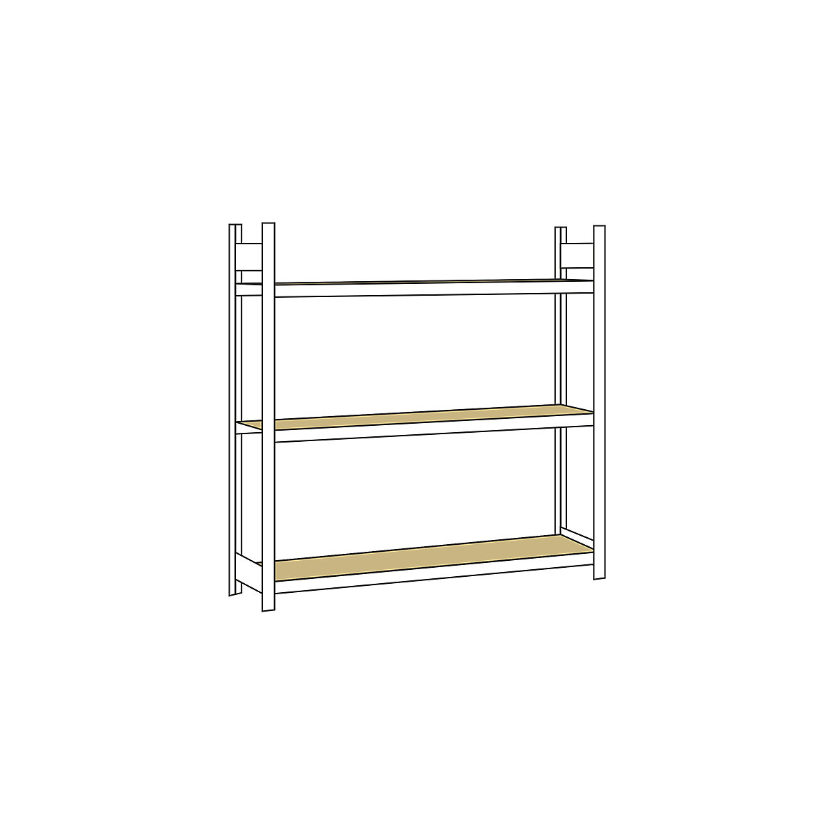 Estante larga, com placa de aglomerado, altura 2000 mm – SCHULTE