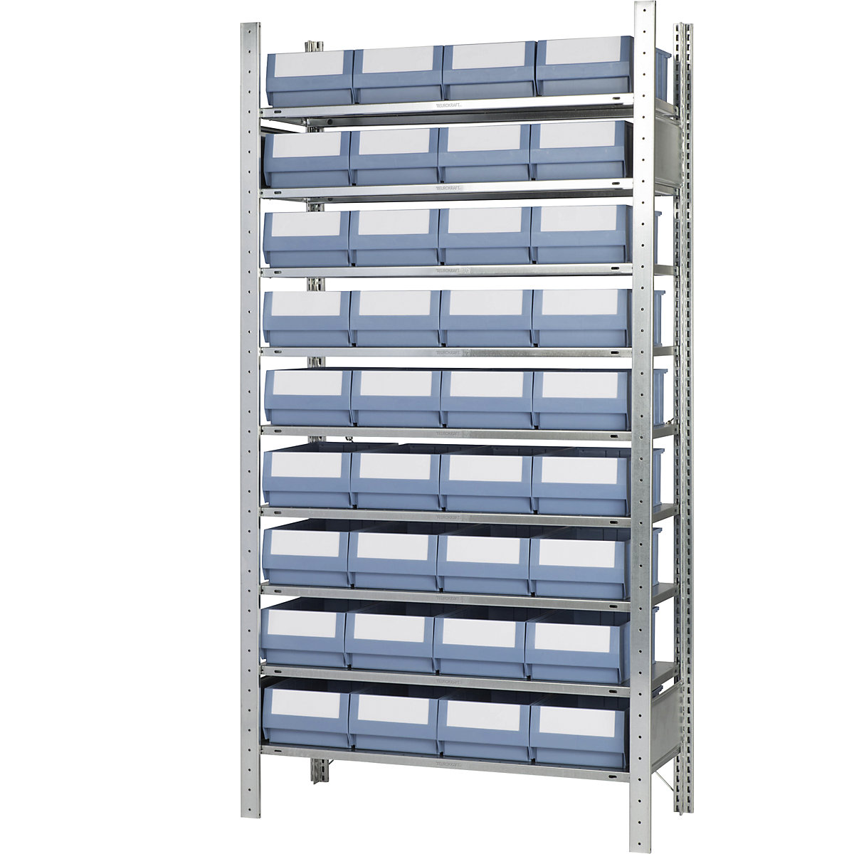 Estante de encaixar com caixas para estante – eurokraft pro, altura 2000 mm, 36 caixas, 9 prateleiras, profundidade 436 mm, estante base-4