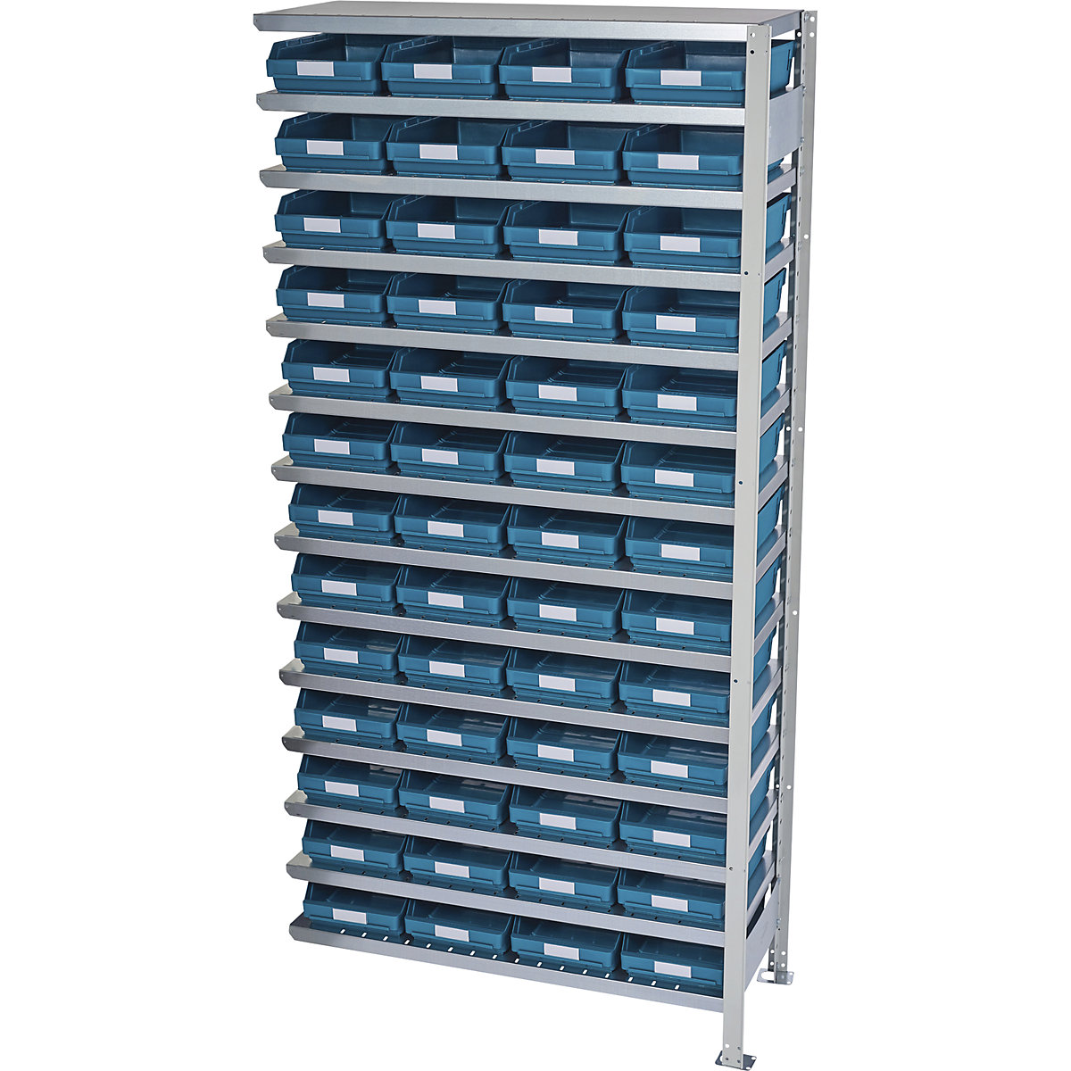 Estante de encaixar com caixas para estante – STEMO, altura da estante 2100 mm, estante adicional, profundidade 300 mm, 52 caixas verdes-25