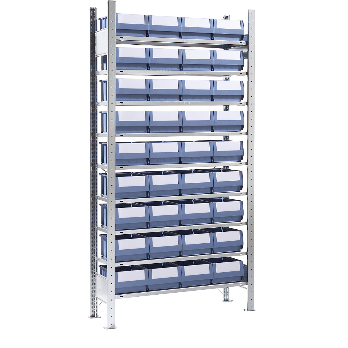 Estante de encaixar com caixas para estante – eurokraft pro, altura 2000 mm, 36 caixas, 9 prateleiras, profundidade 336 mm, estante adicional-9