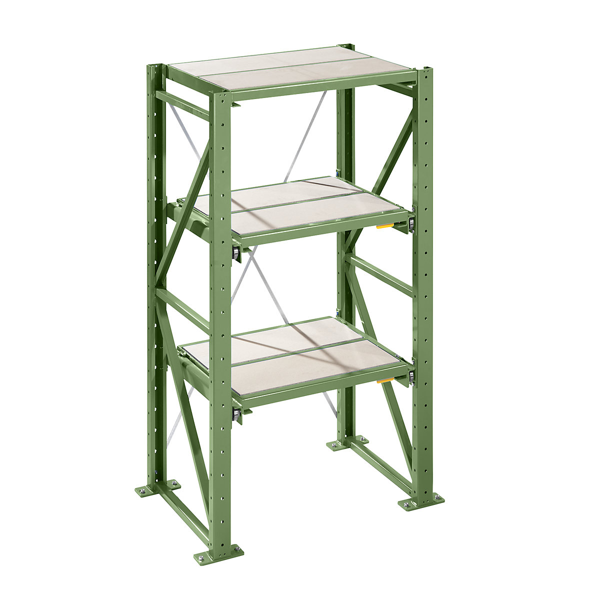 Estante extraível para cargas pesadas – LISTA, largura de inserção 890 mm, profundidade 860 mm, estante base, verde reseda-8