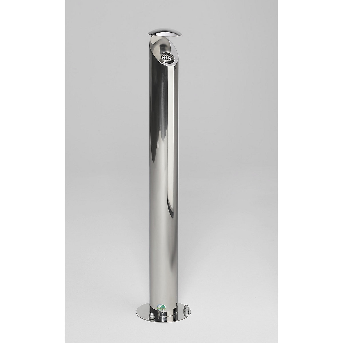 Cenicero de pie de acero inoxidable, bajo llave – VAR, capacidad 4,2 l, Ø 120 mm, pulido