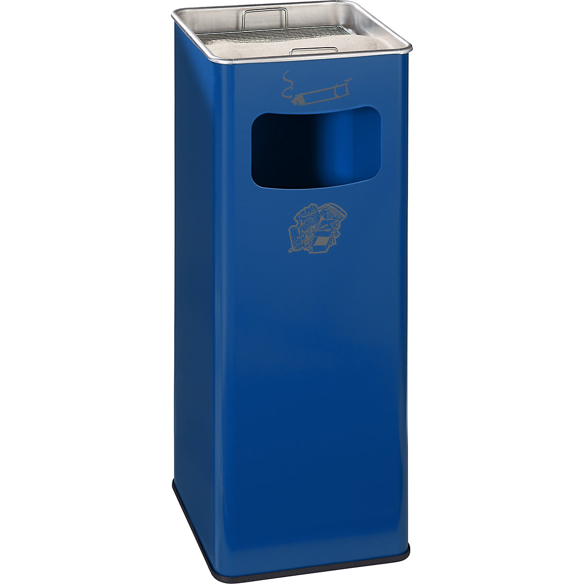 Cenicero combinado – VAR, capacidad 32 l, A x H x P 260 x 665 x 260 mm, acero, azul genciana