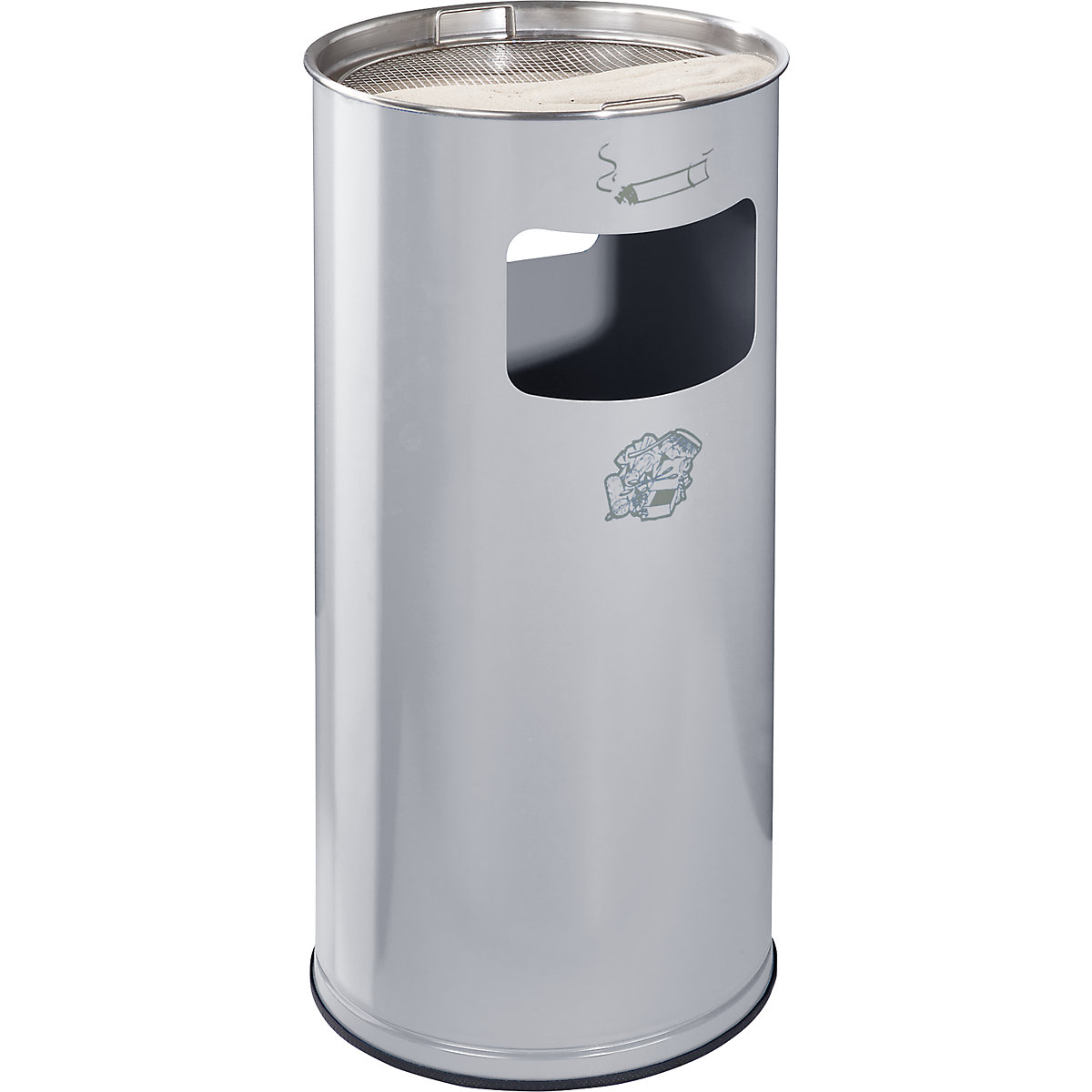 Cenicero combinado – VAR, capacidad 37 l, H x Ø 700 x 320 mm, acero, plateado