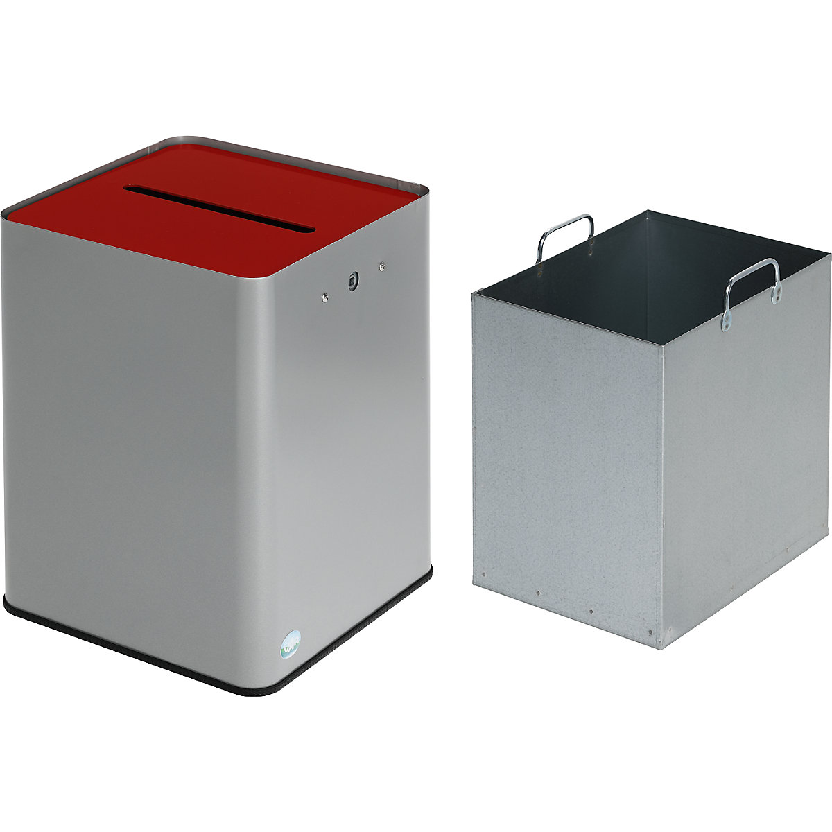 Colector de papel, conforme a la RGPD – VAR, H x A x P 420 x 320 x 320 mm, plata / rojo-4