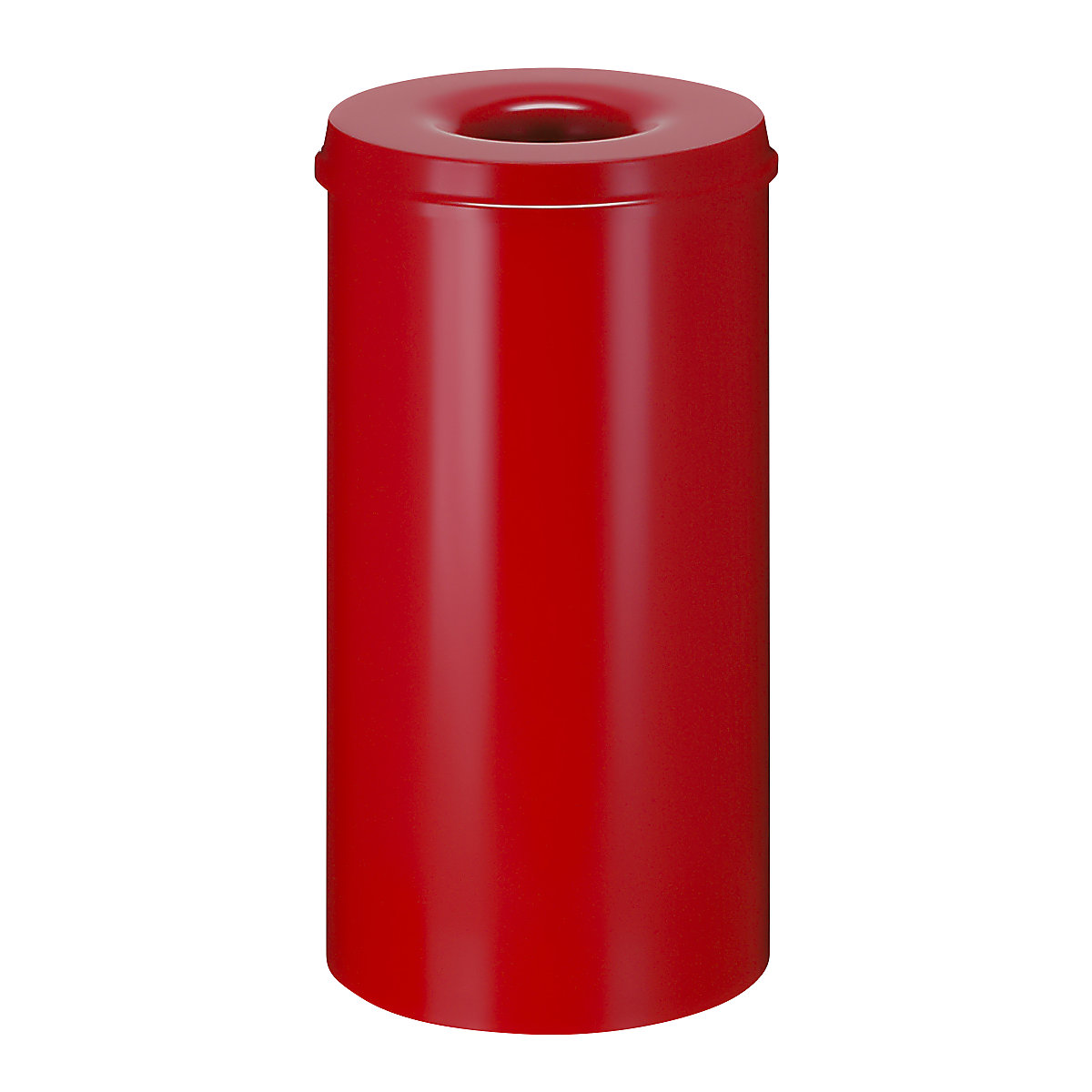 Papelera de seguridad, acero, autoextinguible, capacidad 50 l, H x Ø 625 x 335 mm, cuerpo en rojo / tapa extintora en rojo-5