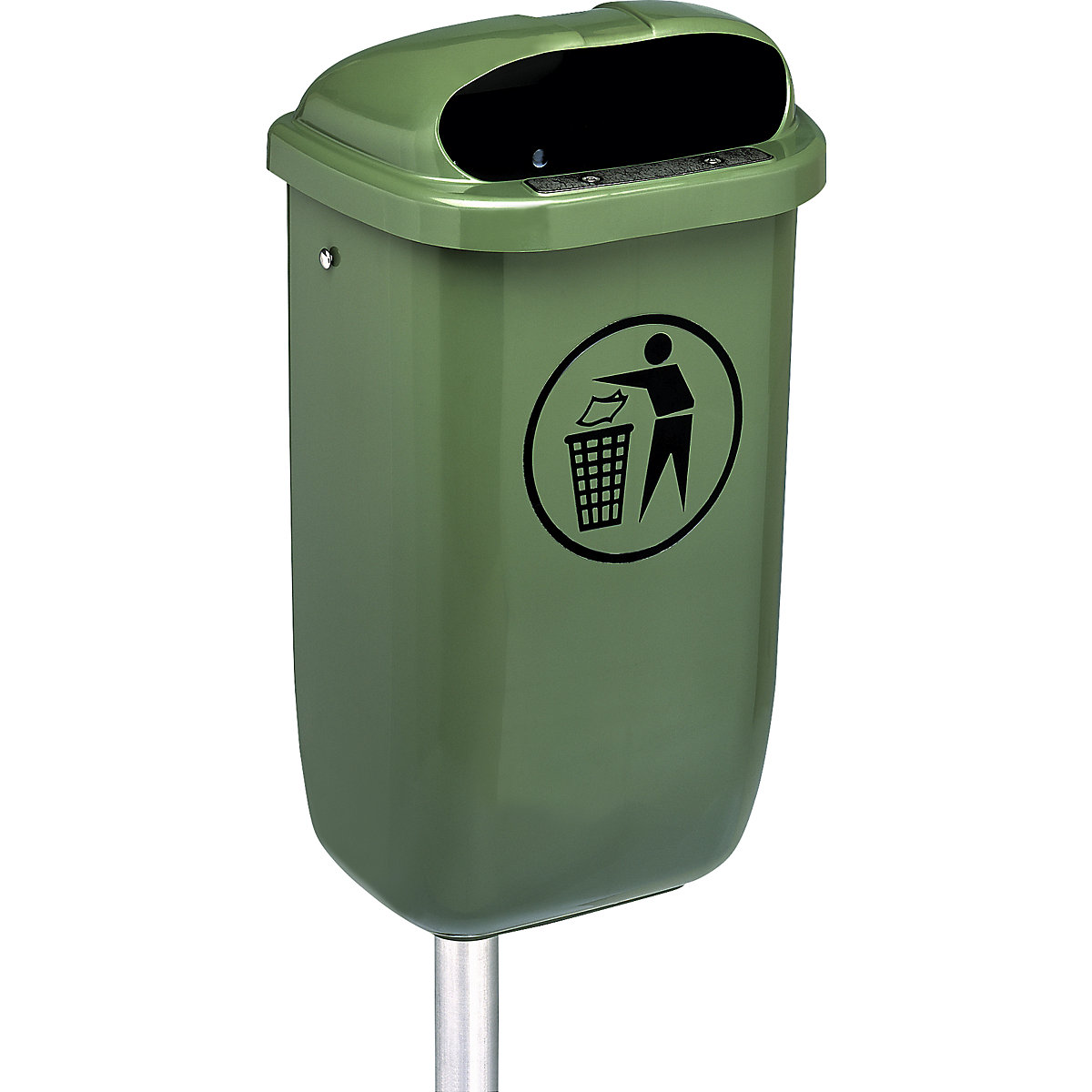 Recipiente de plástico para residuos, con poste, capacidad 50 l, verde-2
