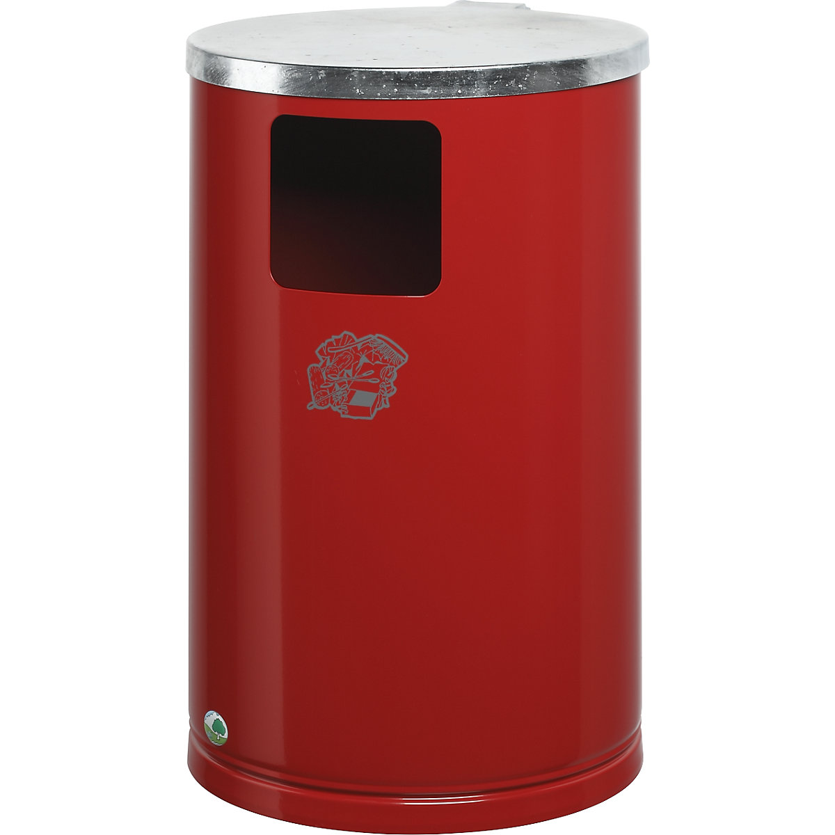 VAR – Colector de deșeuri din tablă de oțel, pentru exterior, volum 30 l, î. x Ø 620 x 300 mm, roșu aprins