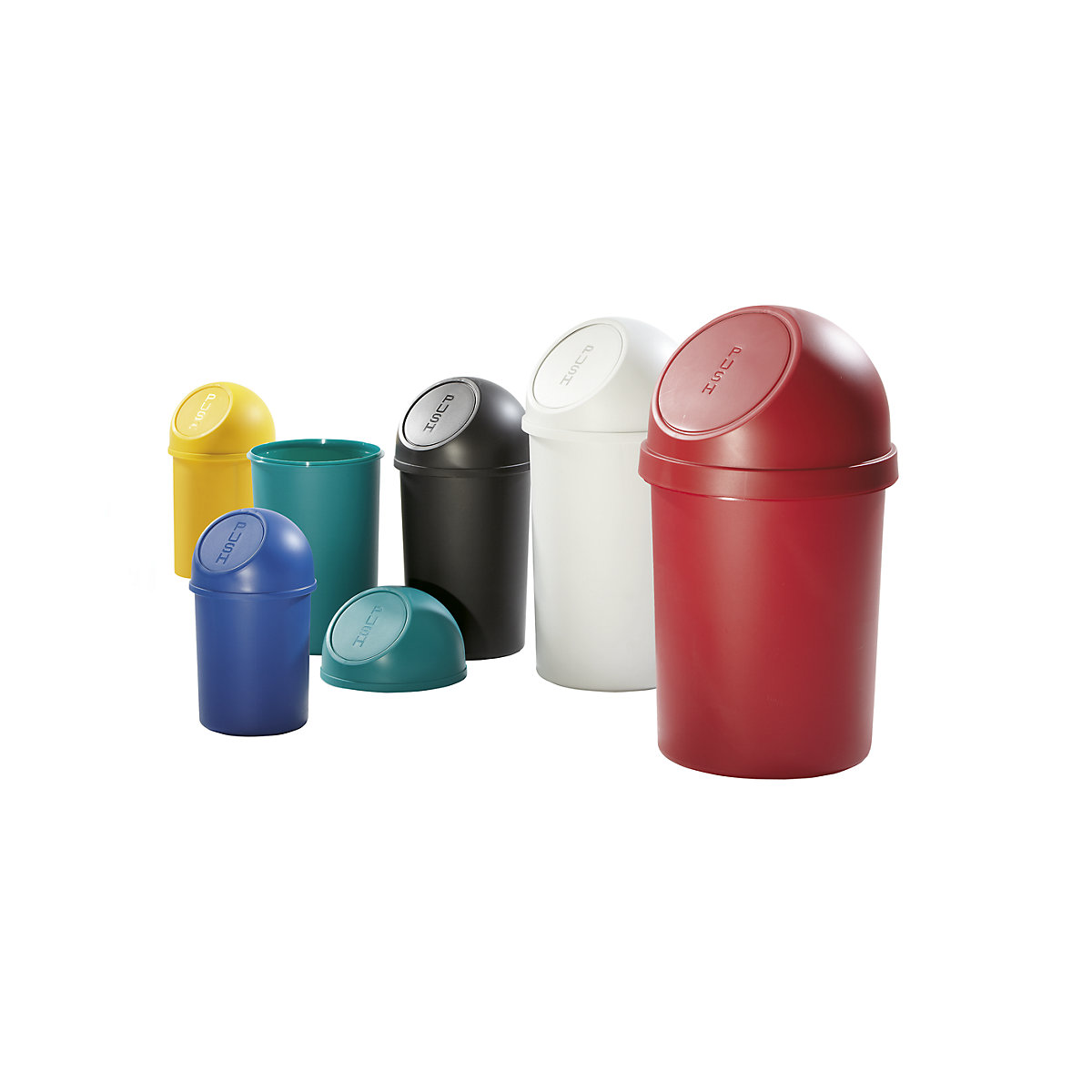Coș de gunoi cu capac basculant din plastic – helit (Imagine produs 8)-7