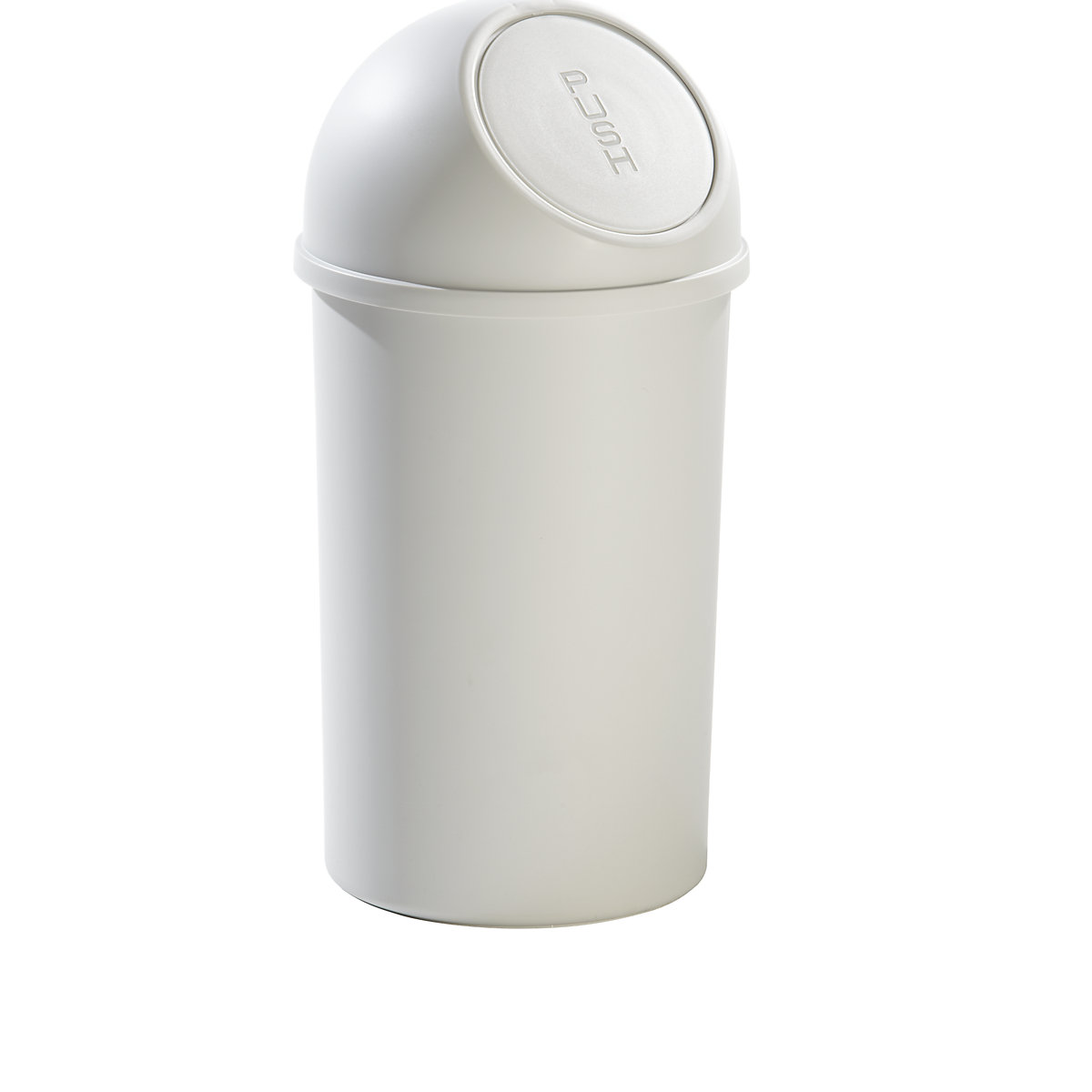 Coș de gunoi cu capac basculant din plastic – helit, volum 25 l, î. x Ø 615 x 315 mm, gri deschis, amb. 3 buc.-6