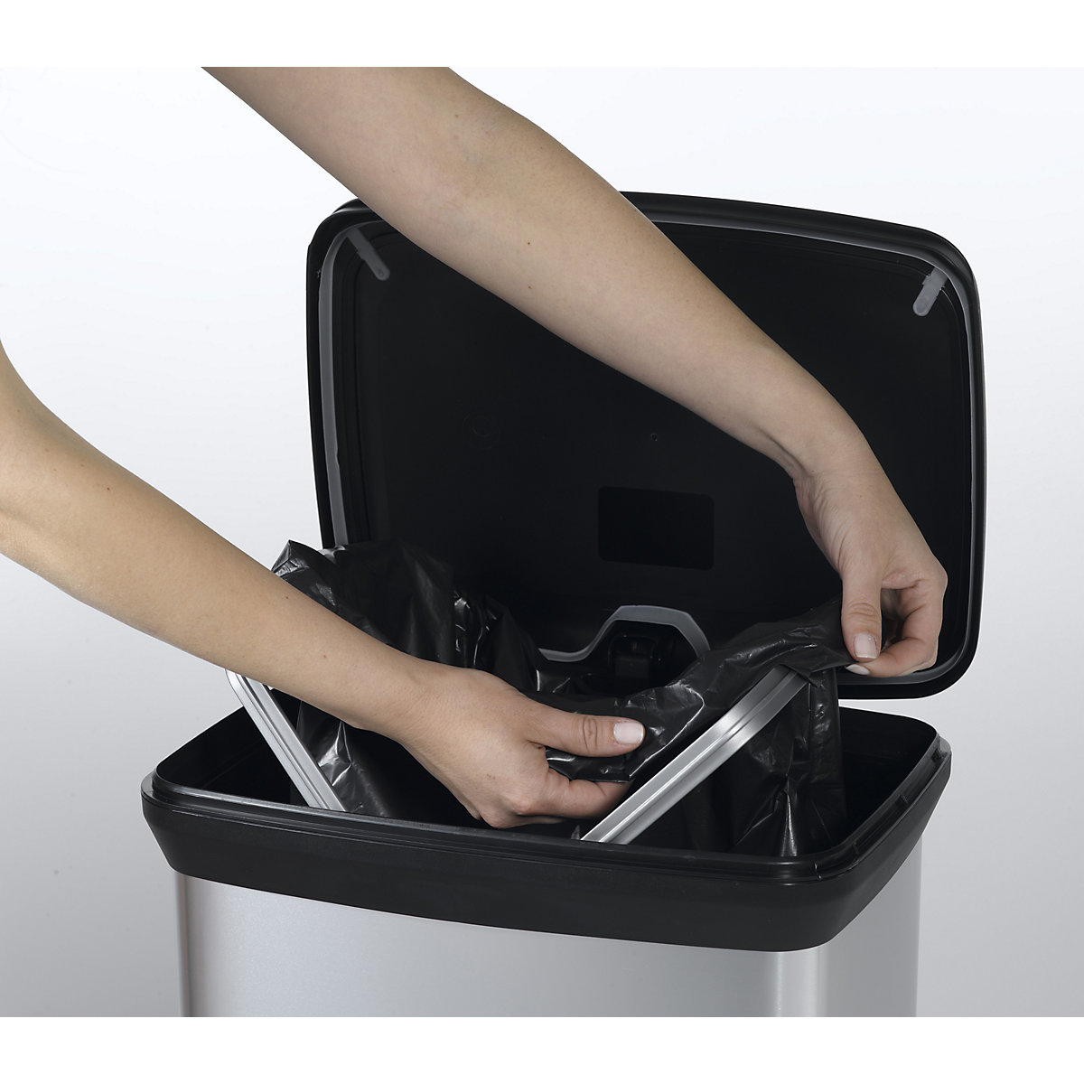 Coș de gunoi cu pedală DECOBIN, pătrat (Imagine produs 3)-2