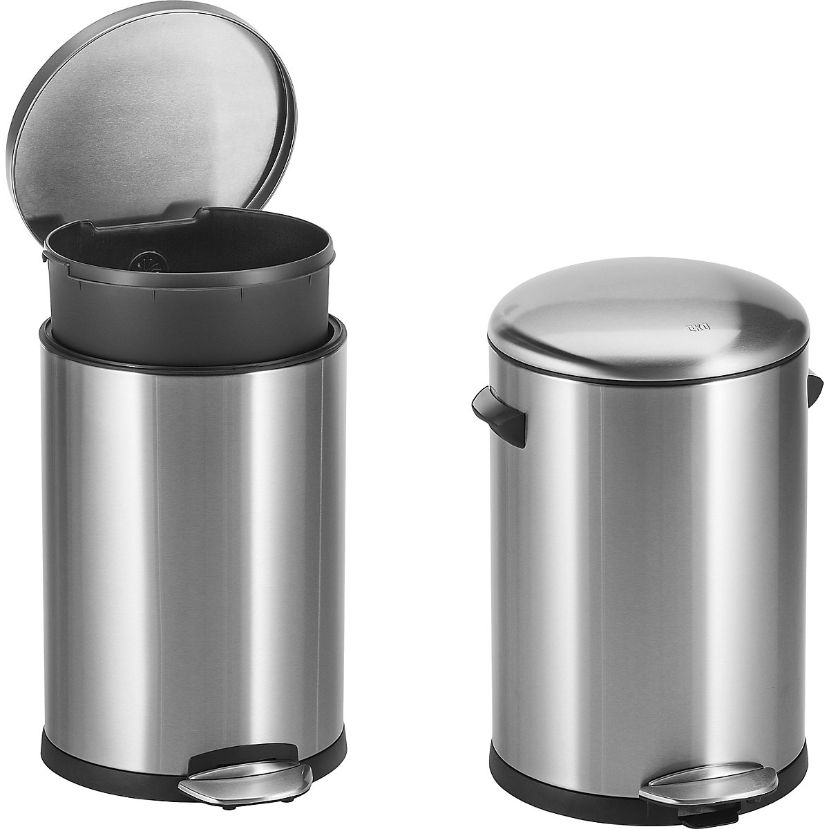 Coș de gunoi cu pedală, din inox, rotund – EKO (Imagine produs 2)-1