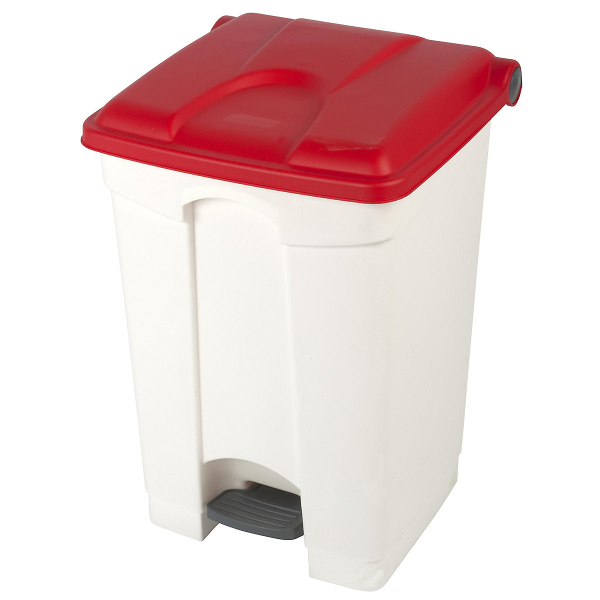 Colector de deșeuri cu pedală, volum 45 l, lăț. x î. x ad. 410 x 600 x 400 mm, alb, capac roșu