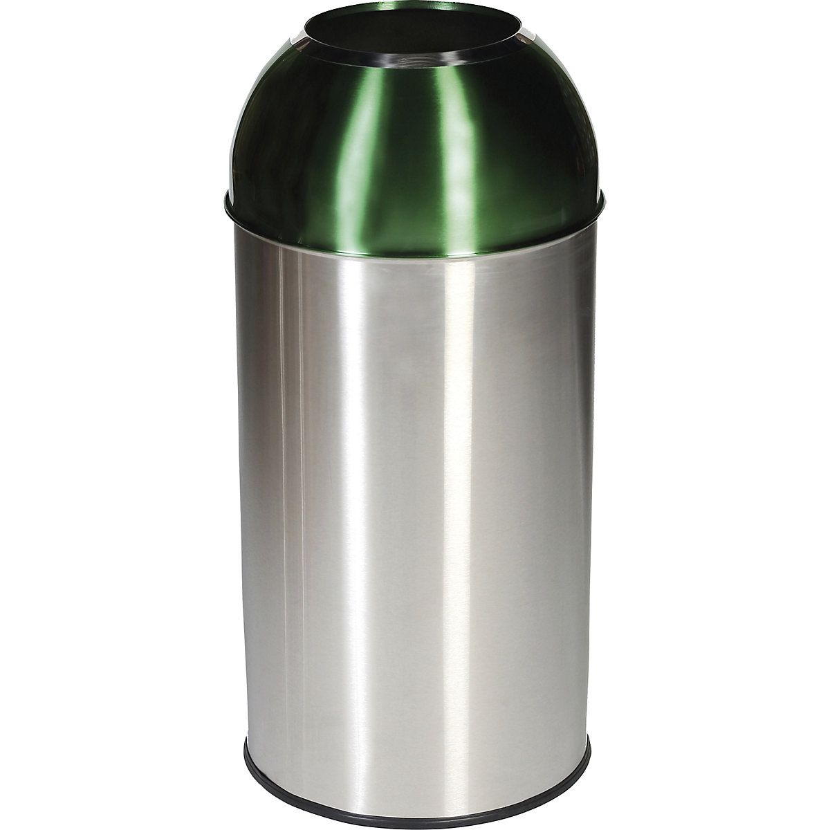 Colector de deșeuri din inox, volum 40 l, lăț. x î. x ad. 350 x 740 x 350 mm, capac verde