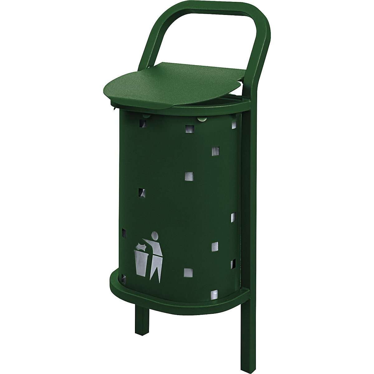 Coș de gunoi pentru exterior CONVI® – PROCITY, volum 50 l, verde-2