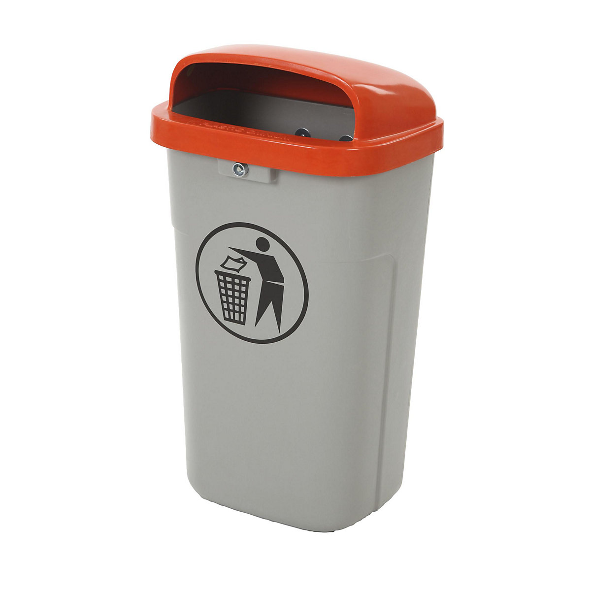 Coș de gunoi pentru exterior, ignifug, volum 50 l, lăț. x î. x ad. 435 x 755 x 345 mm, gri/portocaliu-2