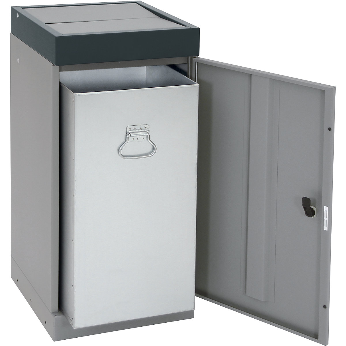 Recipient pentru colectarea materialelor reciclabile, cu ușă batantă