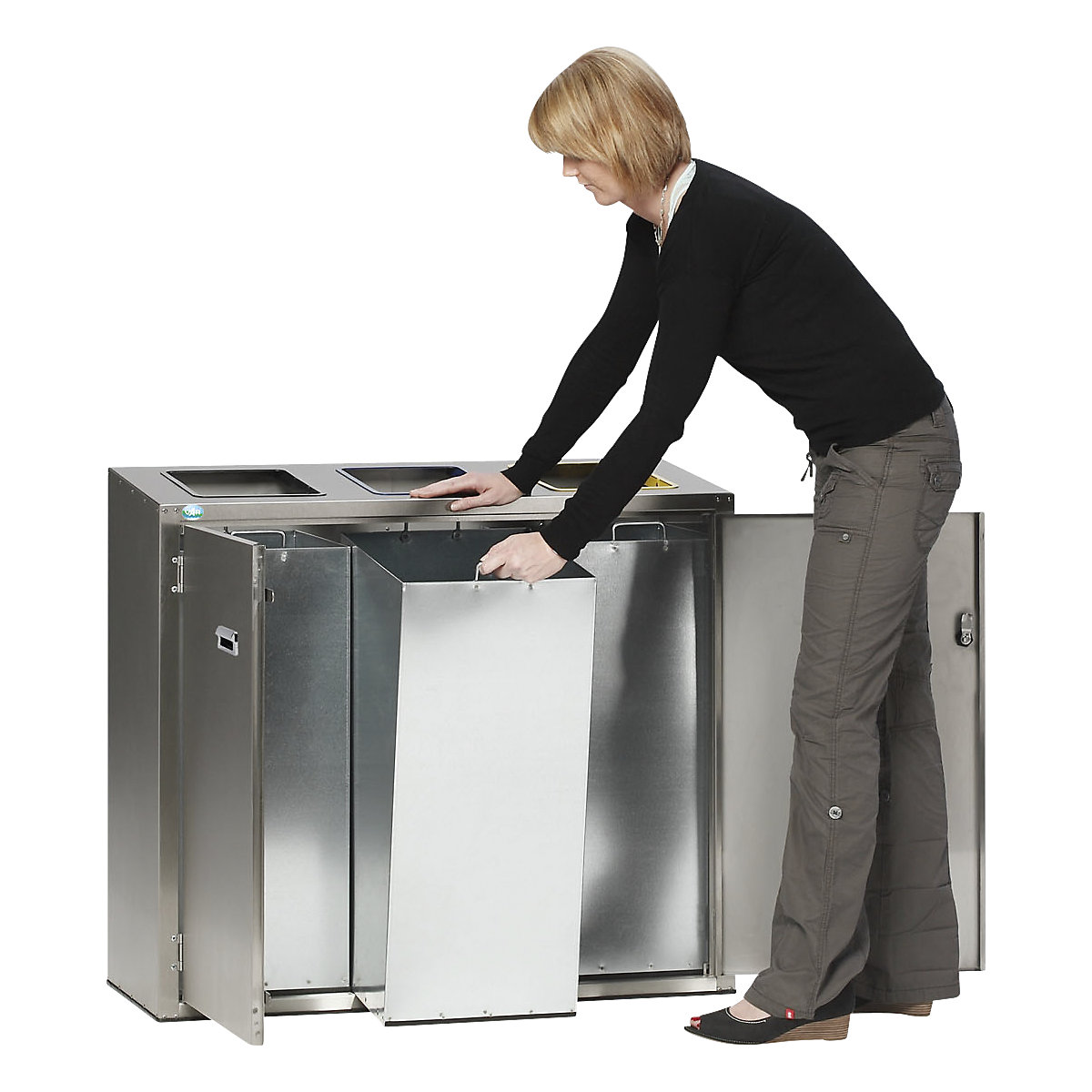 Stație de sortare a materialelor reciclabile, inox – VAR (Imagine produs 2)-1