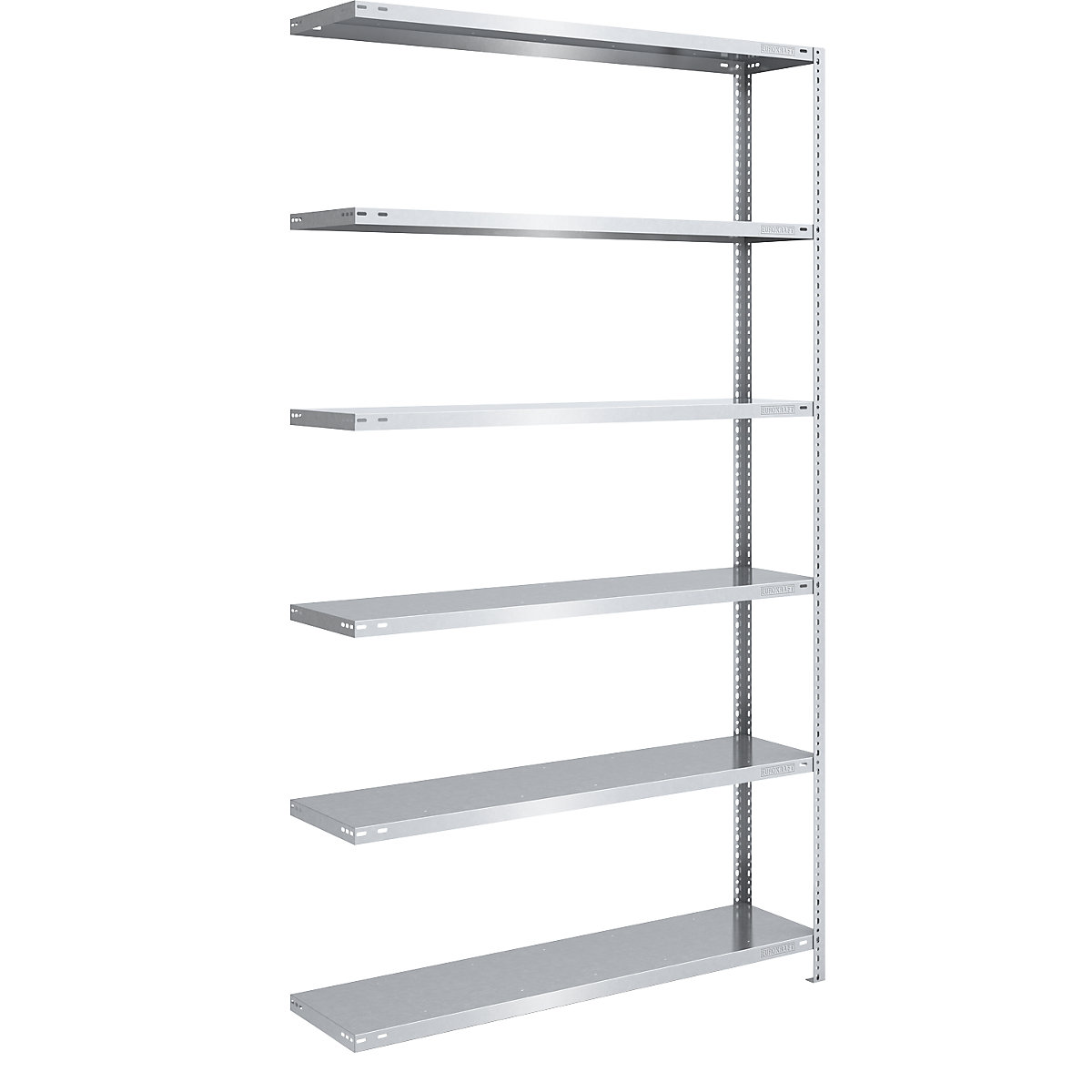 Raft înșurubat, construcție ușoară, zincat – eurokraft pro, înălțime raft 2500 mm, lățime bază 1300 mm, ad. 400 mm, raft adițional