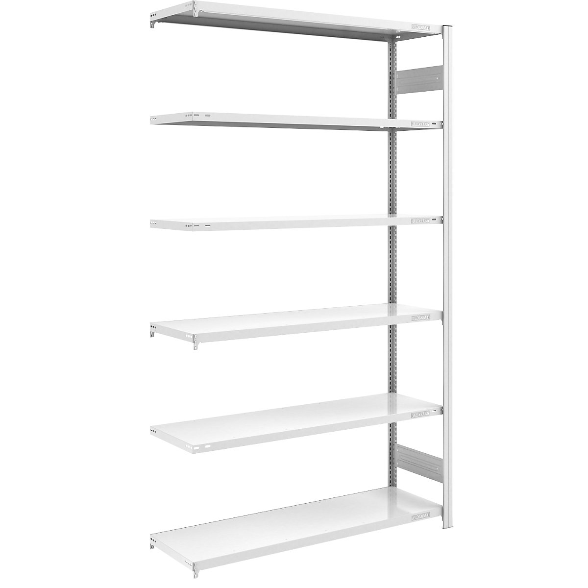 Raft cu inserare pentru depozit, gri – eurokraft pro, î. x lăț. 2500 x 1300 mm, cu 6 polițe din oțel, raft adițional, sarcină maximă poliță 185 kg, adâncime 500 mm