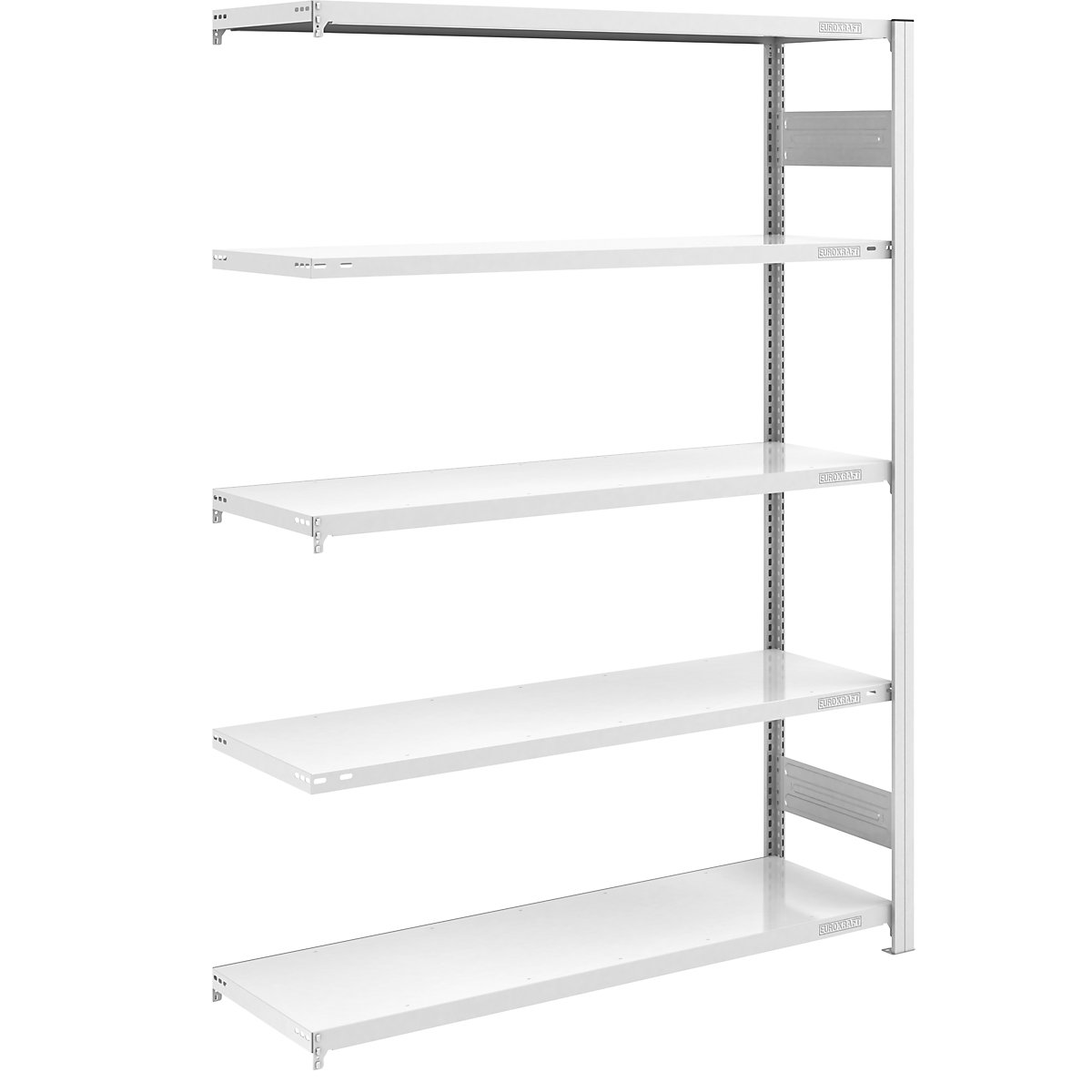 Raft cu inserare pentru depozit, gri – eurokraft pro, î. x lăț. 2000 x 1300 mm, cu 5 polițe din oțel, raft adițional, sarcină maximă poliță 230 kg, adâncime 500 mm