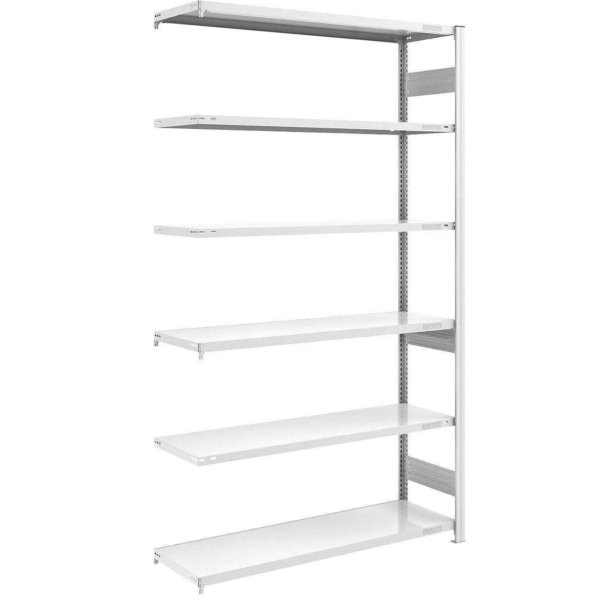 Raft cu inserare pentru depozit, gri – eurokraft pro, î. x lăț. 2500 x 1300 mm, cu 6 polițe din oțel, raft adițional, sarcină maximă poliță 230 kg, adâncime 500 mm