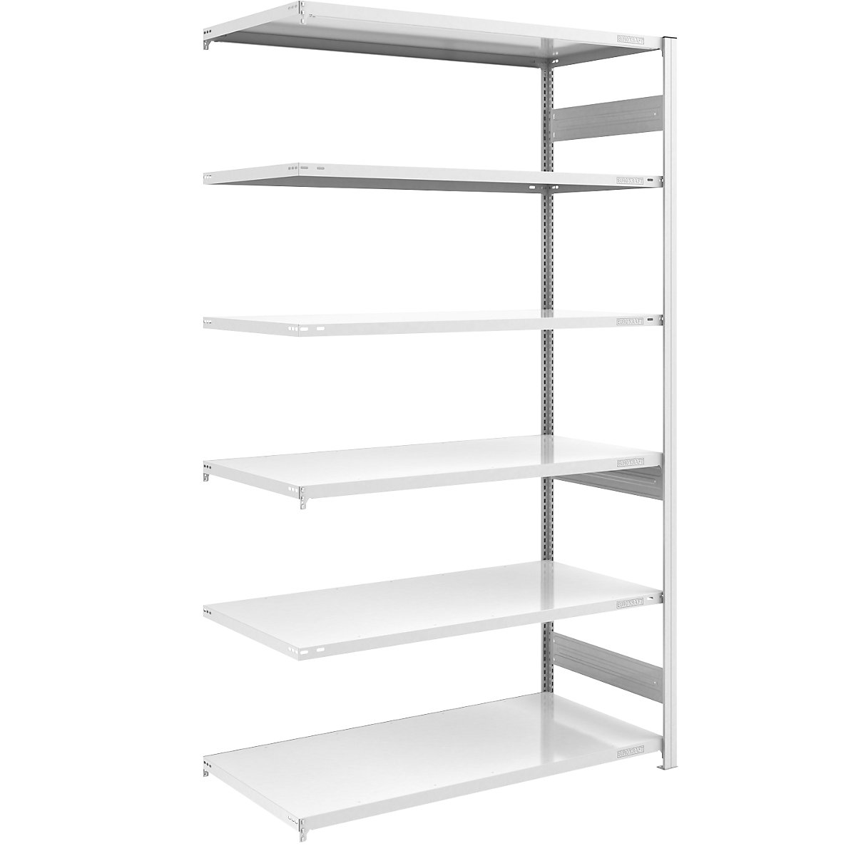 Raft cu inserare pentru depozit, gri – eurokraft pro, î. x lăț. 2500 x 1300 mm, cu 6 polițe din oțel, raft adițional, sarcină maximă poliță 240 kg, adâncime 800 mm