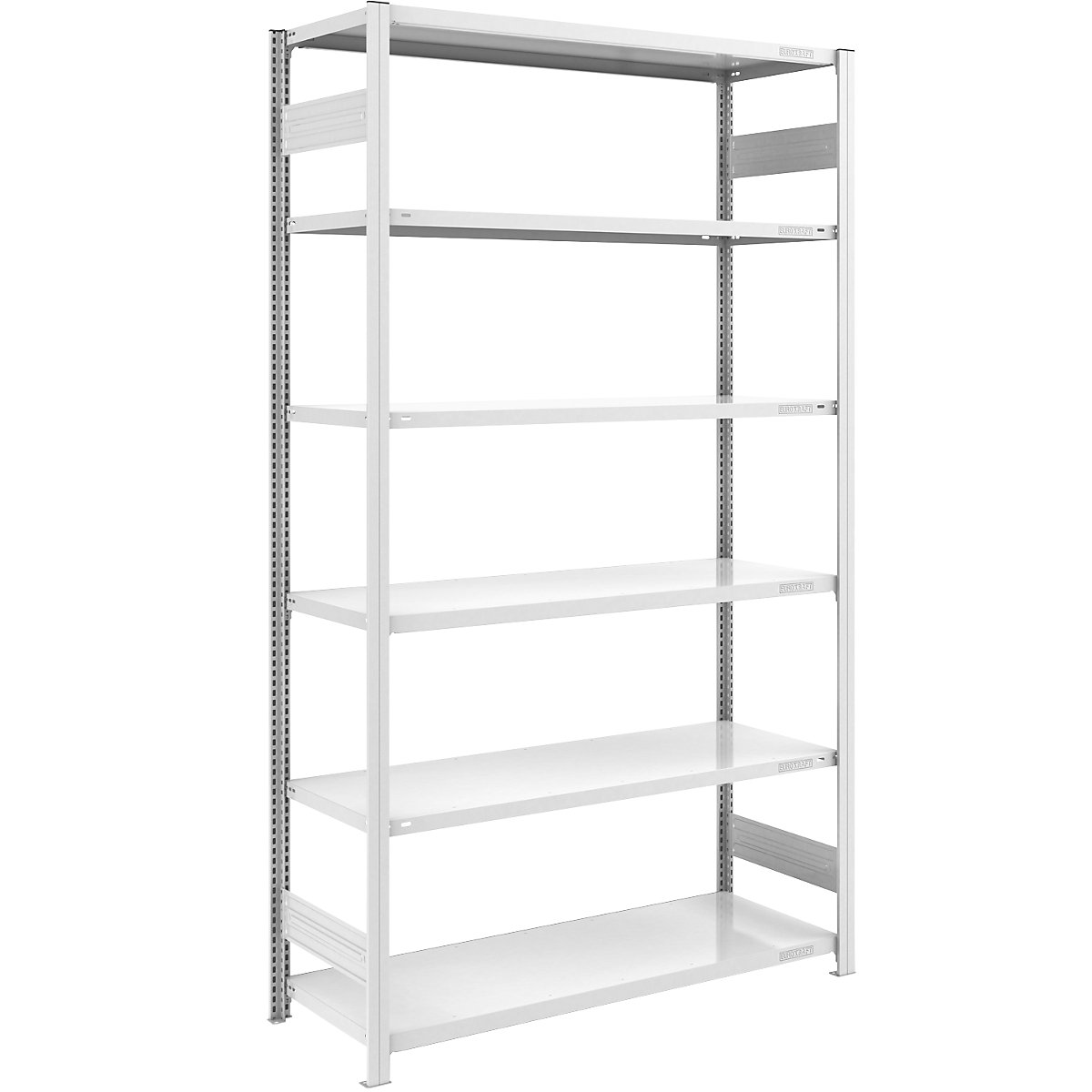 Raft cu inserare pentru depozit, gri – eurokraft pro, î. x lăț. 2500 x 1300 mm, cu 6 polițe din oțel, raft de bază, sarcină maximă poliță 190 kg, adâncime 600 mm
